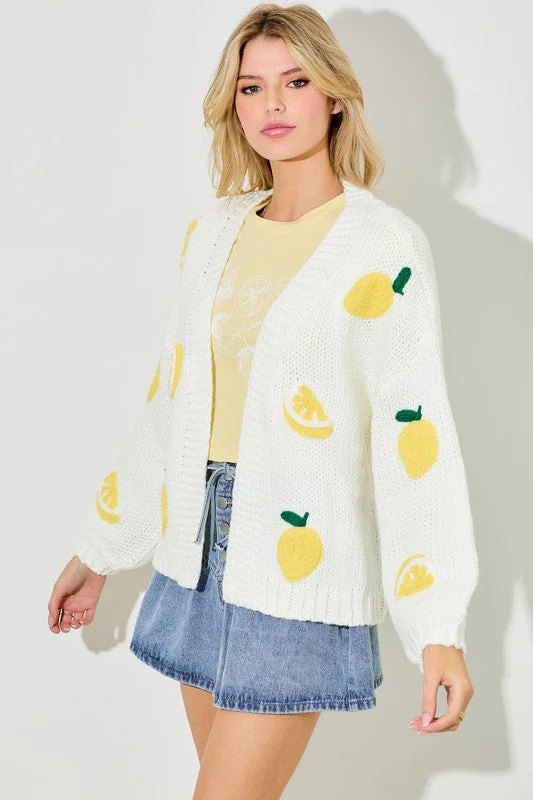 Amalfi Lemon Sweater Cardigan Asymmetrical,ymmetric Pencil Cardigan