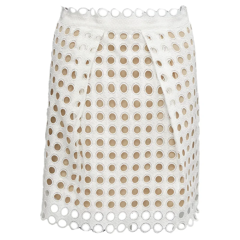 Chloe embroidery anglais eyelet laye silk lined skirt wool skirt sturdy