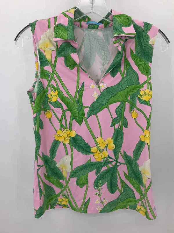 Pre-Owned J Mclaughlin Pink Size XS Floral Tank Top low neck tank