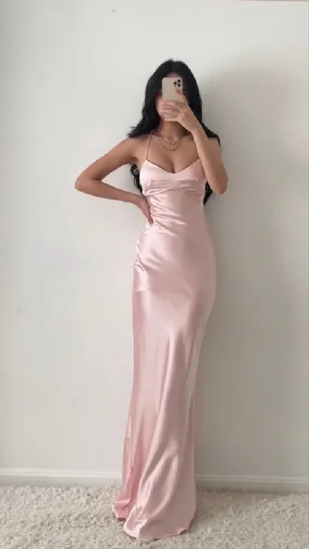Light Pink Satin Sheath Elegant Simple Long Party Dress, DP2444 Tunics Evening elegant Light Pink Satin Sheath Elegant Simple Long Party Dress, DP2444 Tunics Evening elegant