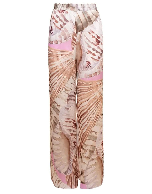 Printed Elastic Waist Pant Fashionable Button-Up Pants