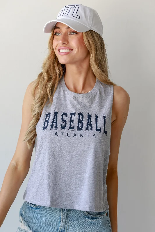 Heather Grey Baseball Atlanta Muscle Tank athletic tank top