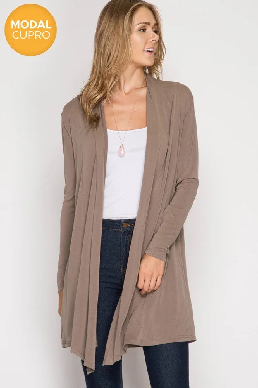 Basic Mocha Cardigan Silk Blend Satin Velvet