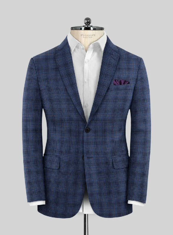 Reda Casal Blue Checks Wool Jacket Rayon Fabric Velvet Fabric Corduroy Fabric