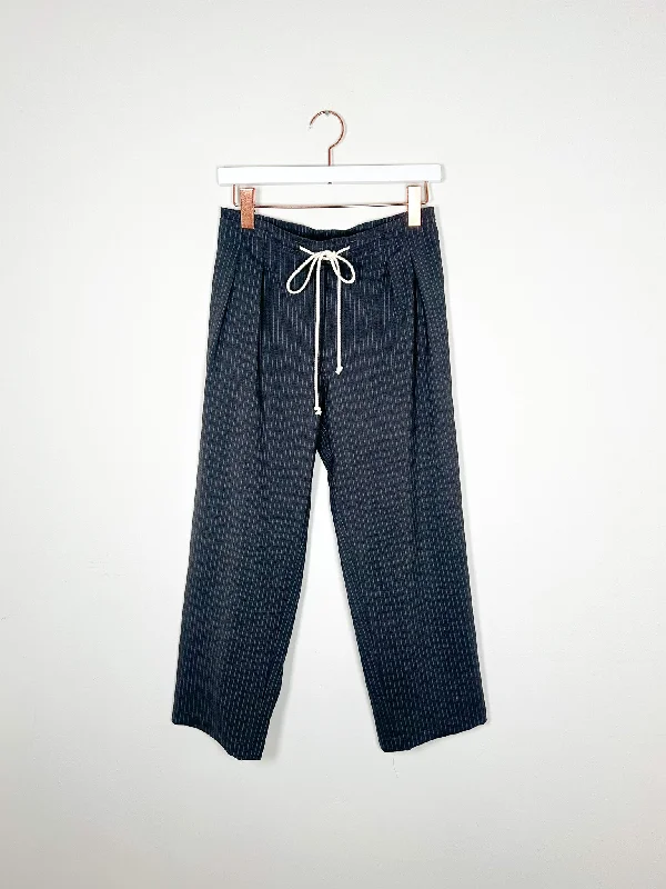 Maria McManus - Cosy Drawstring Pant - Charcoal Pinstripe Cozy Knit Pants
