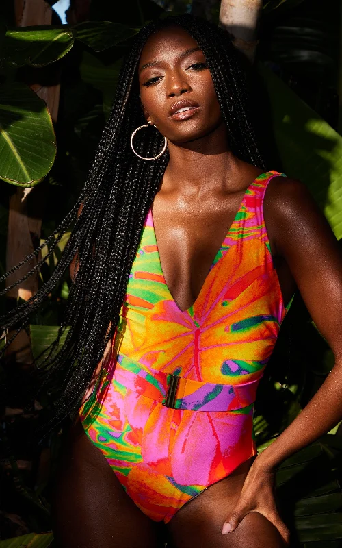 HALO Sa Caleta Swimsuit in Hot Tropic Sleek Full Coverage