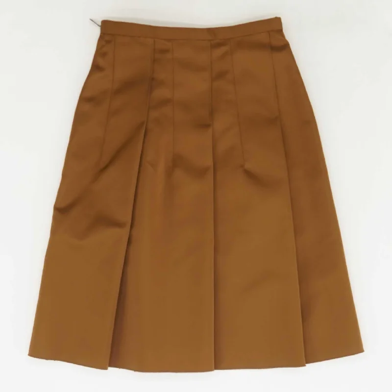 Alpine Pleated Midi Skirt linen skirt natural