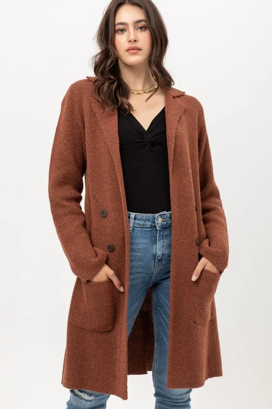 Andrea Cardigan in Clay Thin Thick Dense