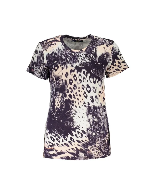 Cavalli Class  Animal Print TShirt for Women-- Mesh Blend Leather Blend Suede Blend