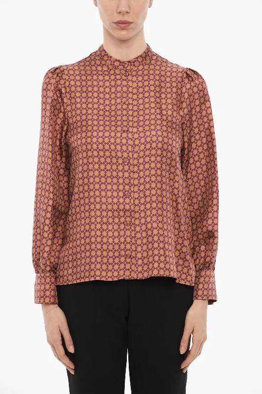 Momonì Silk CORIARIA Mandarin Shirt 44 Italian size -- Basic T-Shirt Crew Neck Short Sleeve Momonì Silk CORIARIA Mandarin Shirt 44 Italian size -- Basic T-Shirt Crew Neck Short Sleeve