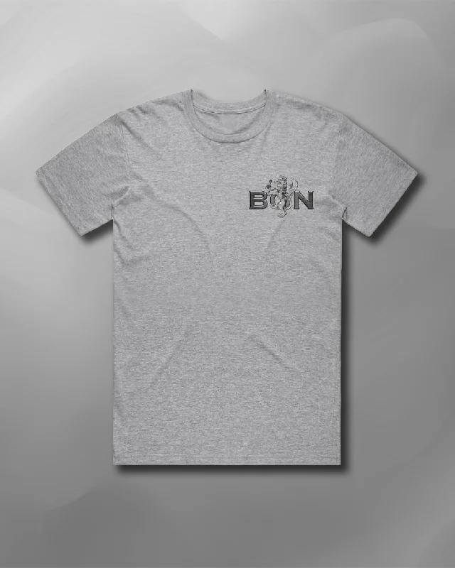 Bon Scott - Crest Logo Grey T-Shirt-- Houndstooth Herringbone Solid