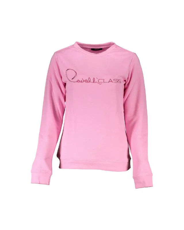 Cavalli Class  Women's Pink Sweatshirt-- Lace Blend Ribbed Blend Corduroy Blend