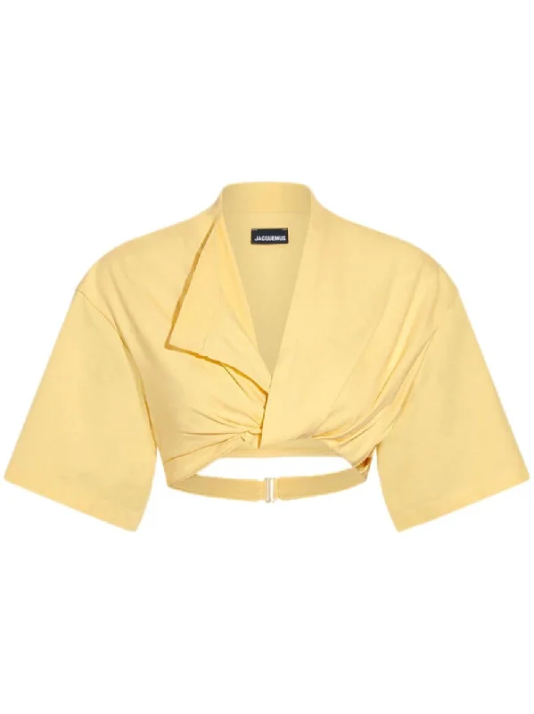 Jacquemus Women's T-Shirts And Polos Yellow-- Polka Dot Checkered Tartan