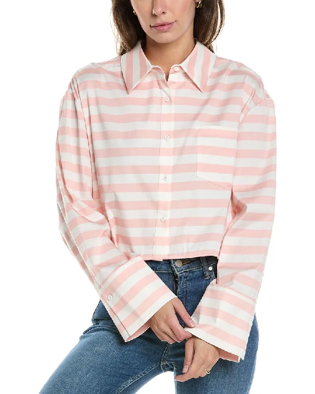 Alice + Olivia Finely Cropped Oversized Shirt-- Beaded Sequined Faux Fur