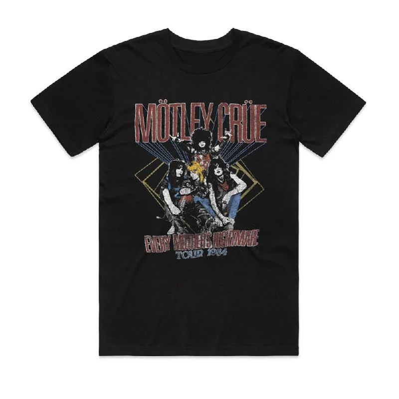 Mötley Crüe - Mothers Nightmare 84' Black T-Shirt-- Mesh Fabric Canvas Fabric Denim Fabric Mötley Crüe - Mothers Nightmare 84' Black T-Shirt-- Mesh Fabric Canvas Fabric Denim Fabric