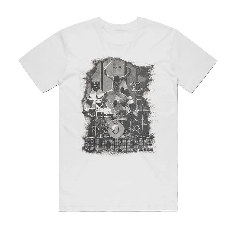 Blondie - Clem Burke - White T-shirt (Limited Tour Item)-- Anti-Shrink Durable Soft
