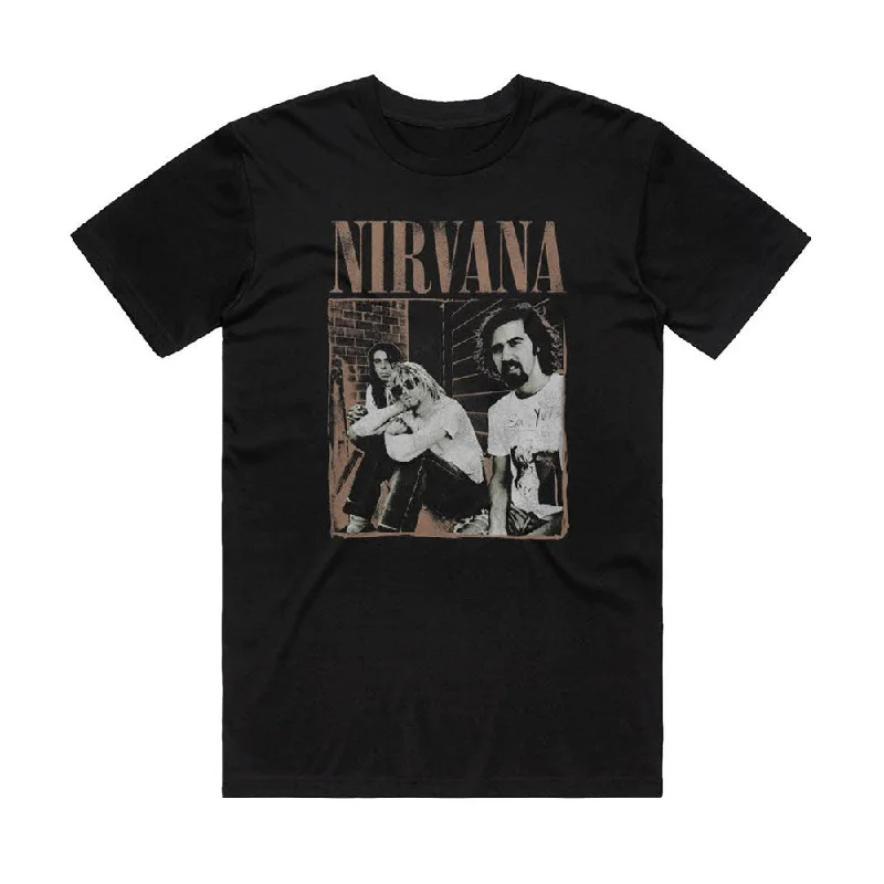 Nirvana - Photo - Black T-shirt-- Solid Print Embellished