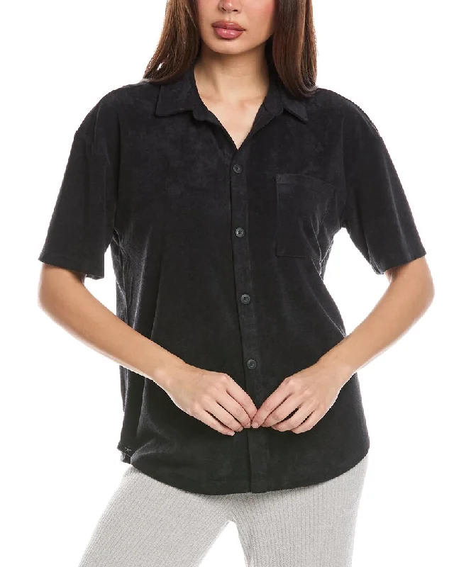 Barefoot Dreams Cozyterry Button-Down Shirt-- Handmade Hand-knitted Hand-woven