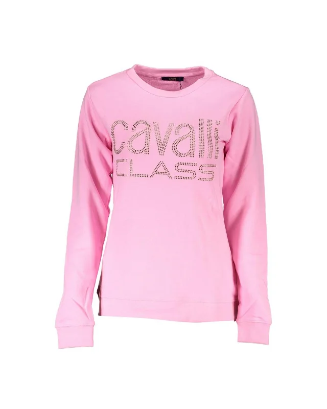 Cavalli Class Women's Pink Logo Sweatshirt-- Jersey Fabric Tulle Fabric Batik Fabric Cavalli Class Women's Pink Logo Sweatshirt-- Jersey Fabric Tulle Fabric Batik Fabric