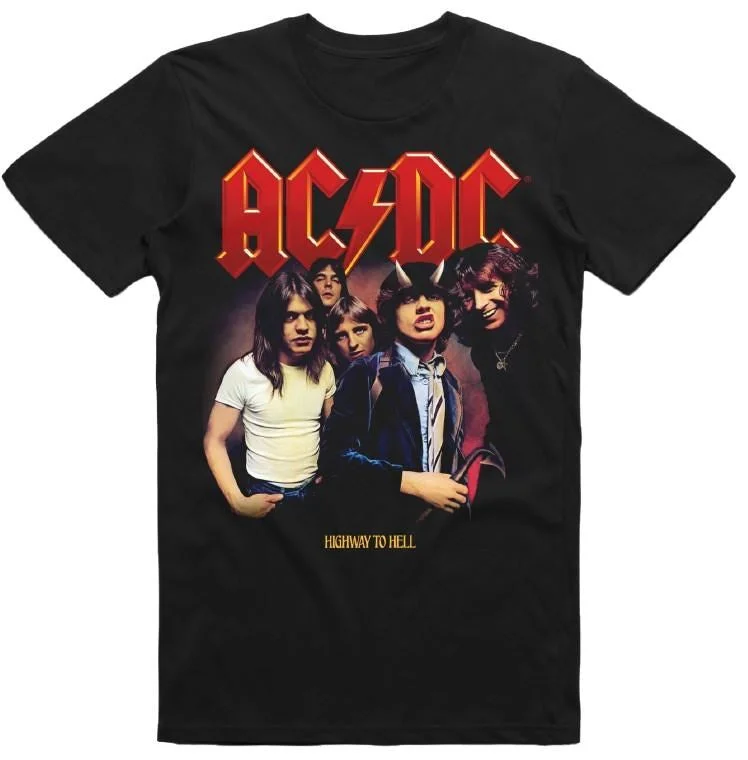AC/DC - Highway To Hell - Black T-shirt-- Handmade Hand-knitted Hand-woven