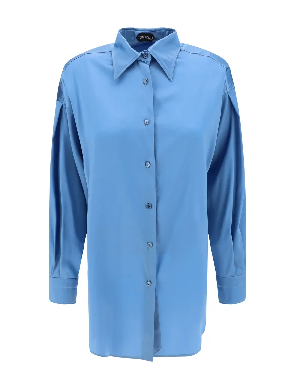 Tom Ford Womens Button Up Shirt In Blue-- Striped Floral Plaid