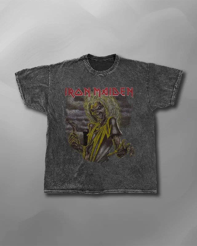 Iron Maiden - Killers Distressed Etch-Dyed T-Shirt-- Mesh Fabric Canvas Fabric Denim Fabric Iron Maiden - Killers Distressed Etch-Dyed T-Shirt-- Mesh Fabric Canvas Fabric Denim Fabric