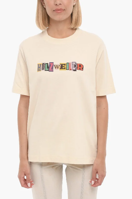 Holzweiler Logo Printed KJERAG Crew-neck T-Shirt with Printed Logo Xxs Standard size -- Basic T-Shirt Crew Neck Short Sleeve