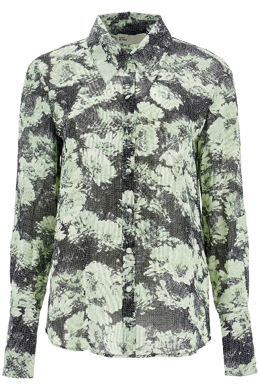 Tory Burch Women's Printed Viscose Shirt-- Denim Fabric Leather Fabric Suede Fabric