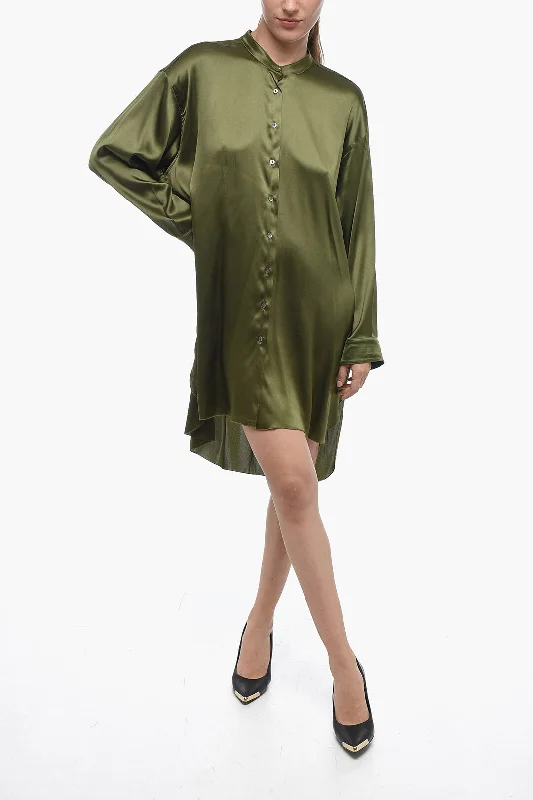Mr. Mrs. Shirt Satin GIOIA Asymmetric Shirt with Mandarin Collar Xs Standard size-- Anti-Pilling Machine Wash Handmade Mr. Mrs. Shirt Satin GIOIA Asymmetric Shirt with Mandarin Collar Xs Standard size-- Anti-Pilling Machine Wash Handmade
