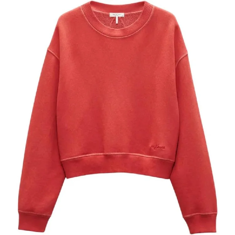 rag & bone Women's Vintage Terry Sweatshirt, Red-- Hooded Caped Shawl Collar