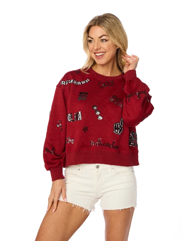 SE Sequin Spirit Sweatshirt-- Print Jacquard Patchwork