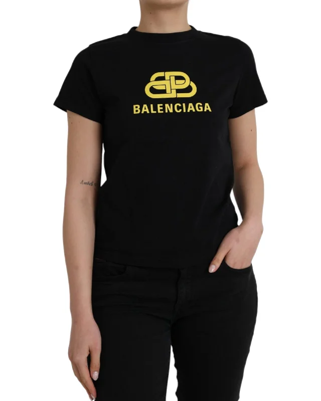 Balenciaga  Logo TShirt for Women - Black-- Collared Crew Neck Turtle Neck