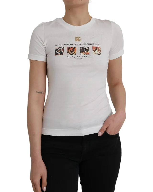 Dolce & Gabbana  Women's Tiger Print T-Shirt-- Fitted T-Shirt Seamless Stretchy