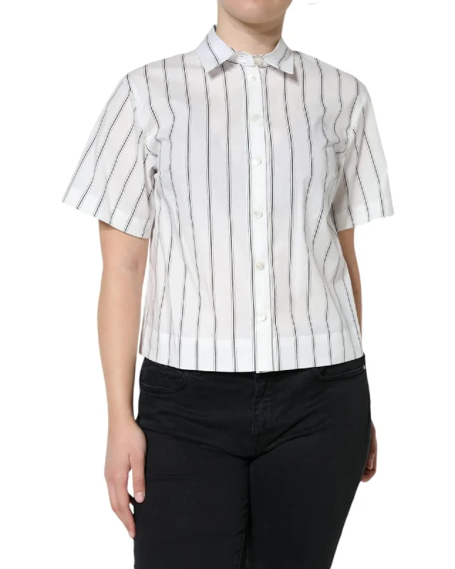 Dolce & Gabbana Striped Poplin Shirt - White -- Basic T-Shirt Crew Neck Short Sleeve Dolce & Gabbana Striped Poplin Shirt - White -- Basic T-Shirt Crew Neck Short Sleeve