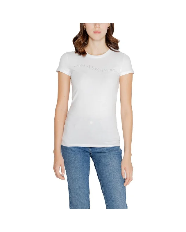 Armani Exchange Cotton Blend T-Shirt with Stretch Fabric-- Boxy Fit Fitted Loose