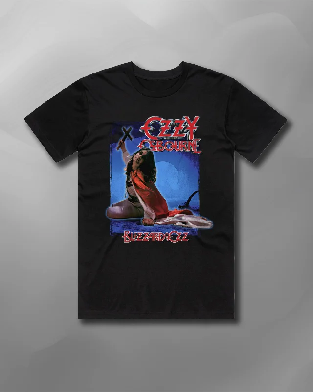 Ozzy Osbourne - Blizzard of Oz Black T-Shirt-- Collared Crew Neck Turtle Neck