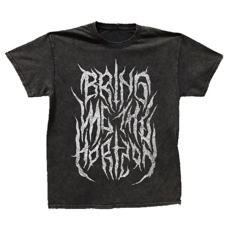 Bring Me The Horizon - Smoke Text - Black Vintage Washed T-Shirt-- Lace Blend Ribbed Blend Corduroy Blend