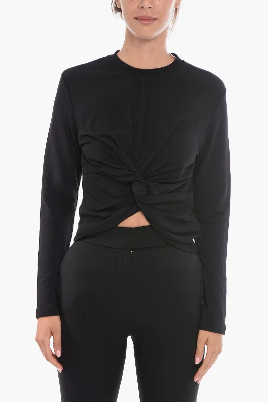 Ambush Long-sleeved T-shirt with Knot Detail Xs Standard size-- Thin T-Shirt Open Front Quick Dry Ambush Long-sleeved T-shirt with Knot Detail Xs Standard size-- Thin T-Shirt Open Front Quick Dry