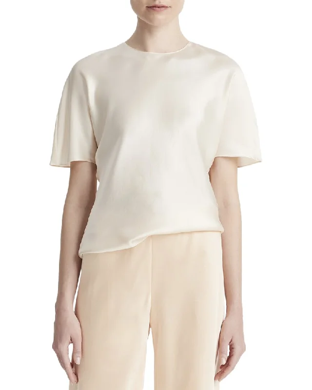 Vince Bias Silk T-Shirt-- Front Pockets Side Pockets Patch Pockets