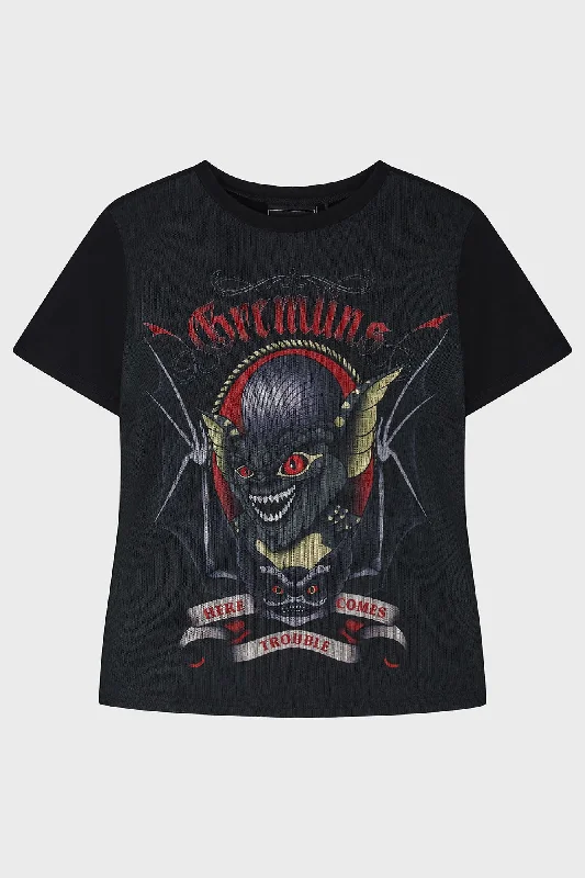 Here Comes Trouble Fitted T Shirt [PLUS]-- Cashmere Blend Cotton Blend Poly Blend