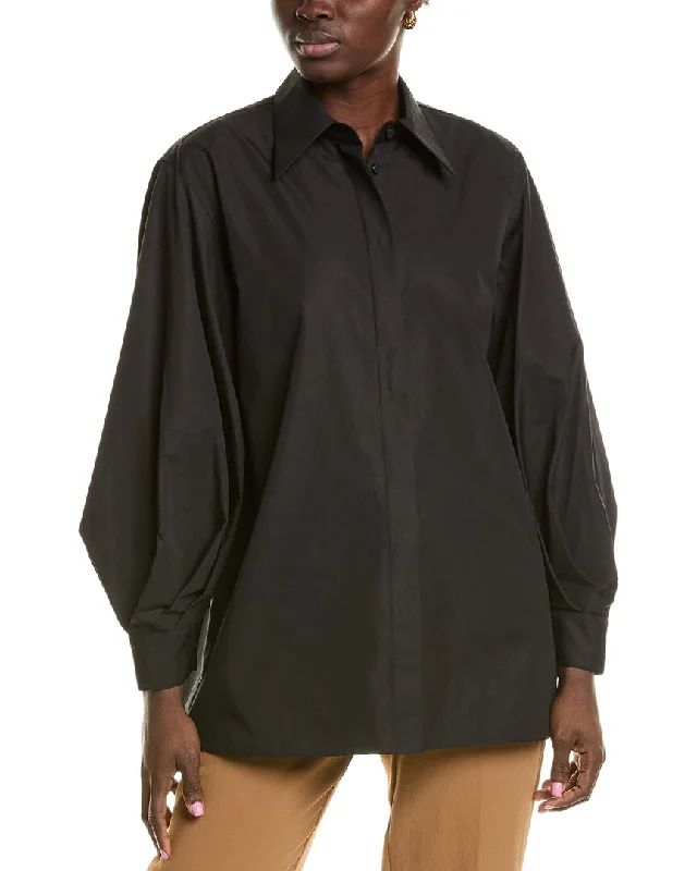 Lafayette 148 New York Oversized Shirt-- Silk Blend Satin Velvet