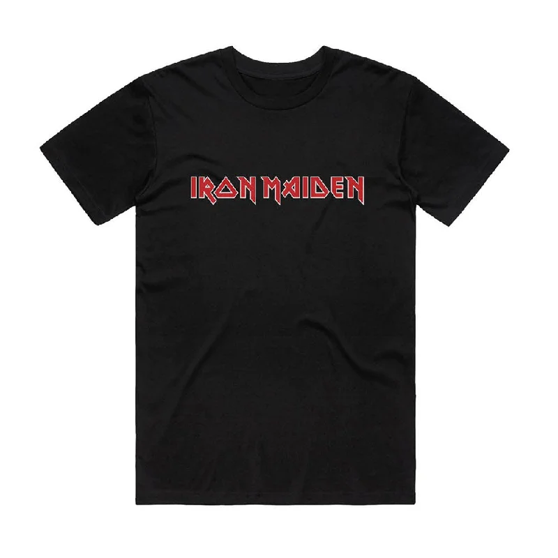 Iron Maiden - Classic Logo - Black Tshirt-- Lace Blend Ribbed Blend Corduroy Blend