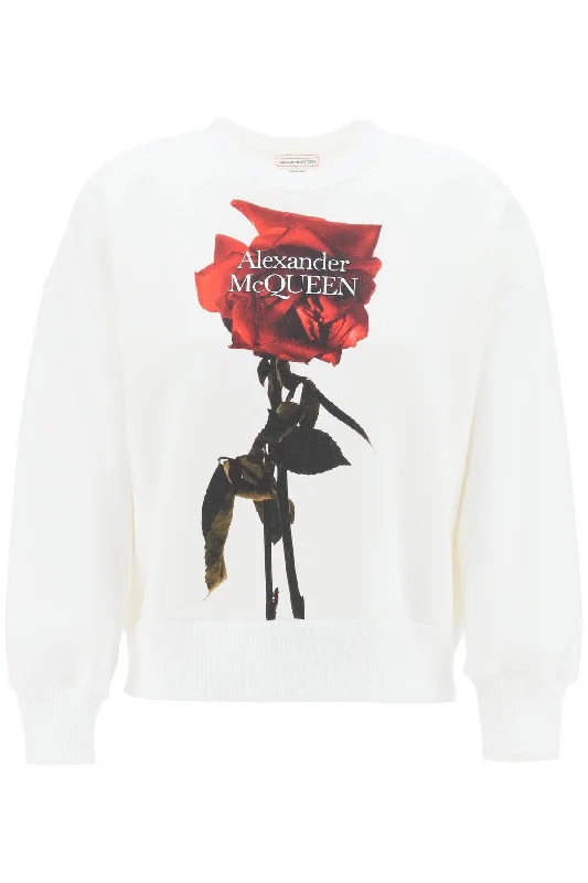 Alexander Mcqueen Women's Shadow Rose Sweatshirt-- Boxy Fit Fitted Loose