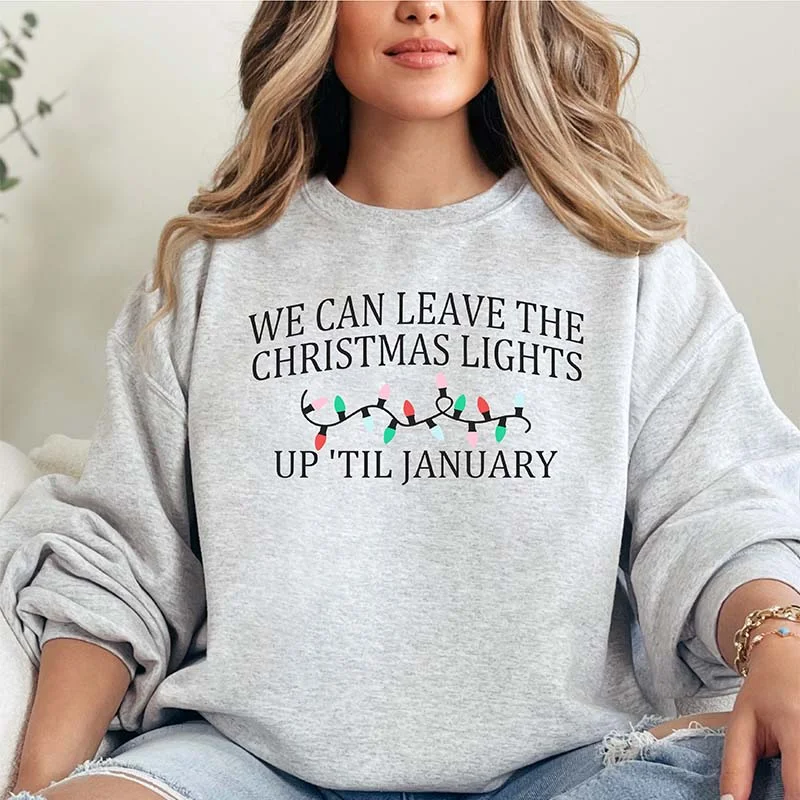 Christmas Lights January Crewneck Sweatshirt-- Knit Fabric Woven Fabric Fleece Fabric Christmas Lights January Crewneck Sweatshirt-- Knit Fabric Woven Fabric Fleece Fabric