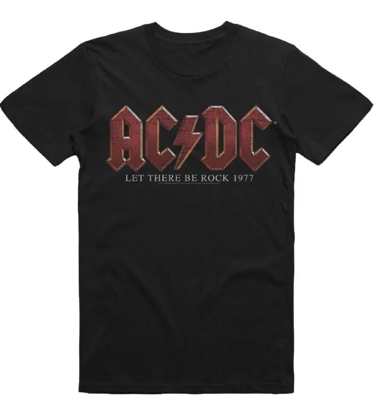 AC/DC - Let There Be Rock - Black T-shirt-- Satin Fabric Silk Fabric Chiffon Fabric