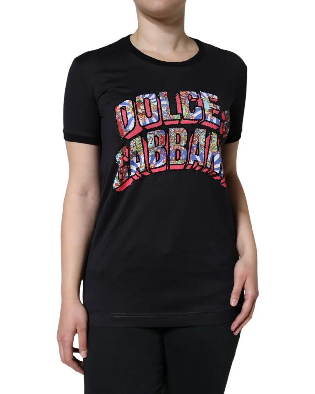 Dolce & Gabbana Women's Graphic Print T-Shirt - Black-- Spandex Blend Rayon Blend Denim Blend Dolce & Gabbana Women's Graphic Print T-Shirt - Black-- Spandex Blend Rayon Blend Denim Blend
