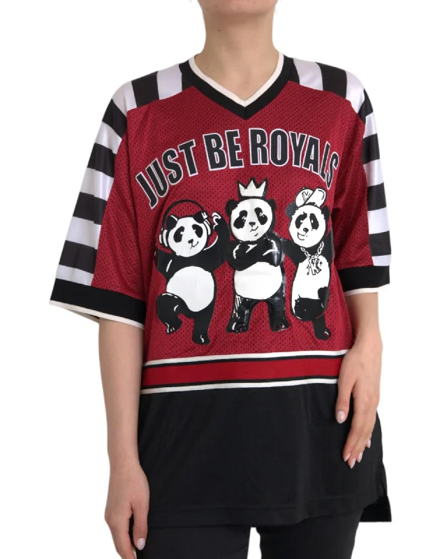 Dolce & Gabbana  Just Be Royals Panda T-Shirt - Red-- Houndstooth Herringbone Solid
