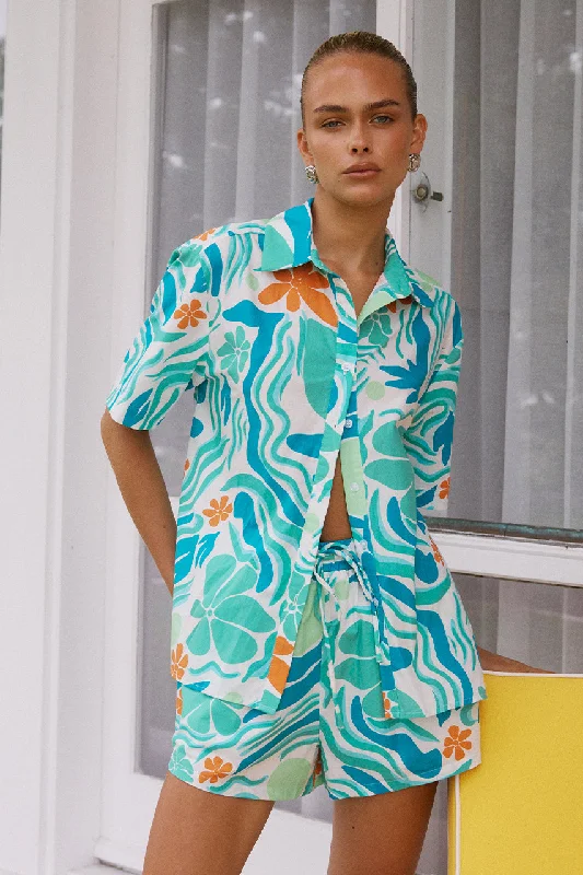 AVELINE SHIRT - MONTERO PRINT-- Denim Fabric Leather Fabric Suede Fabric