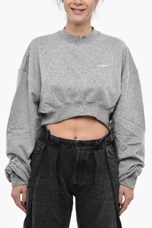 Off-White Brushed Cotton Cropped FOR ALL Crewneck sweatshirt L Standard size-- Collared T-Shirt Boat Neck A-Line Off-White Brushed Cotton Cropped FOR ALL Crewneck sweatshirt L Standard size-- Collared T-Shirt Boat Neck A-Line