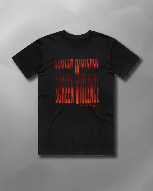 Chvrches - Screen Violence T-Shirt-- Spandex Blend Rayon Blend Denim Blend